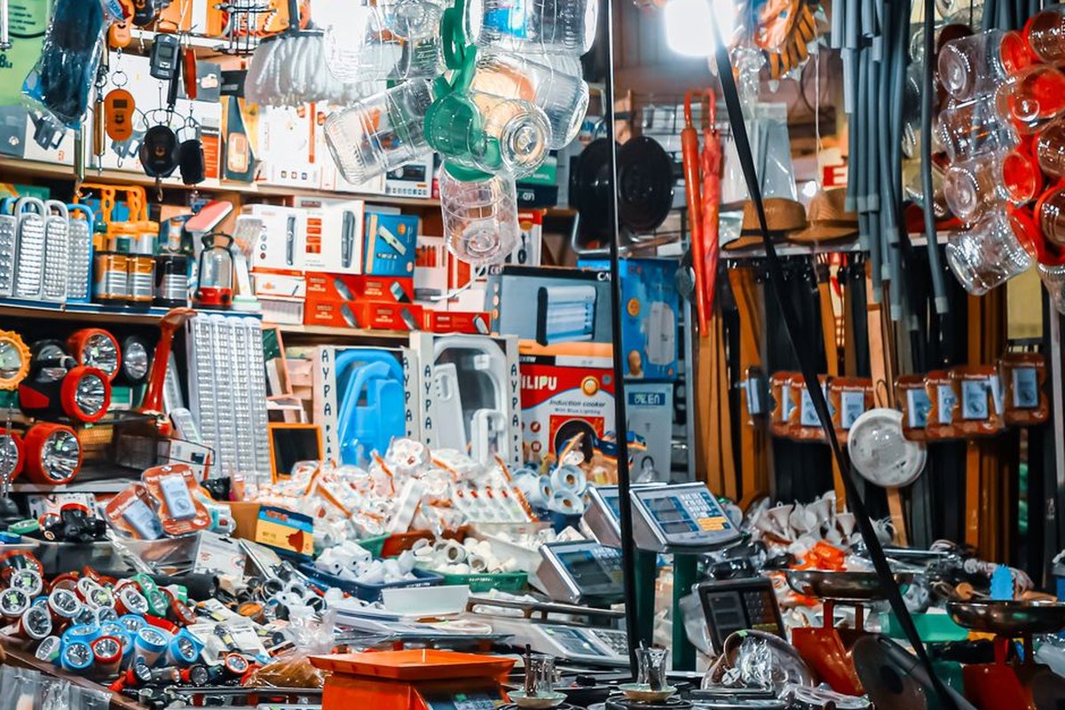 Hardware, tools and site goods across a counter