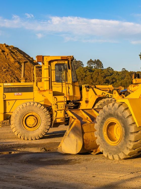 Wheel loaders on site, the kind of plant the off-the-road tyres are for.